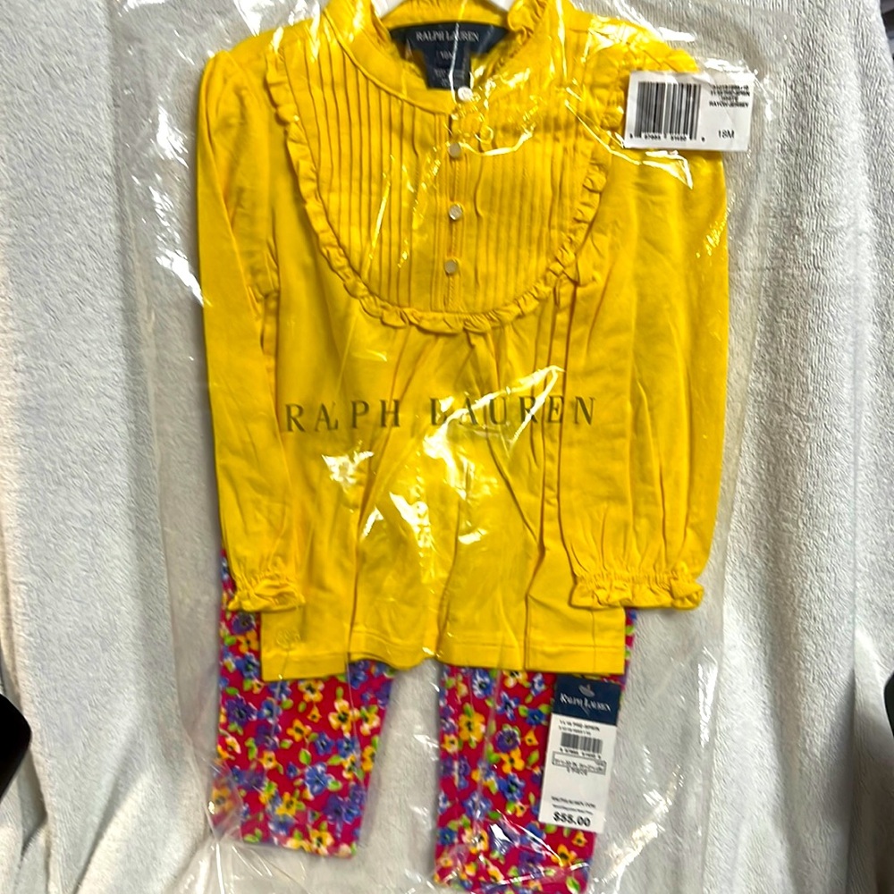 NWT in original packaging girls size 18 months top & pants set by Ralph Lauren.